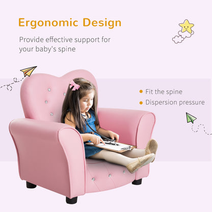 Kids tufted princess armchair toddler sofa 58.9 x 41.4 x 49 cm