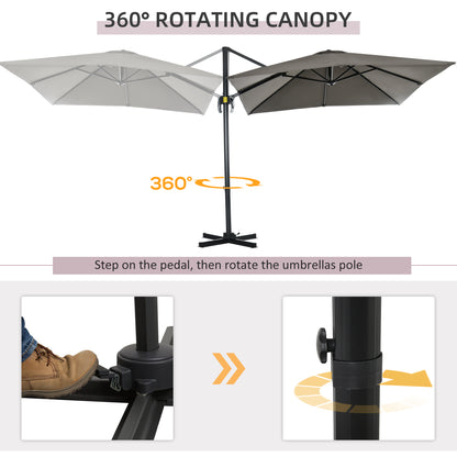 Sombrilla exenta cuadrada de 245 cm con rotación de 360°