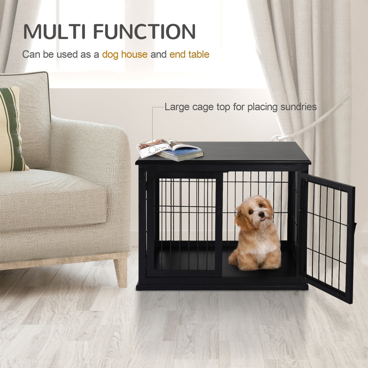 Dog Crate End Table Double Door 26 Inch