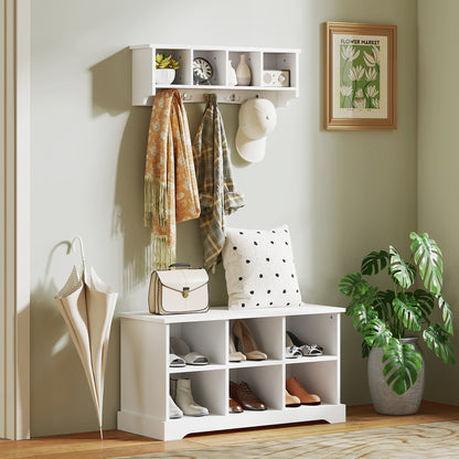 Wall Coat Rack with Shelf and 5 Hooks