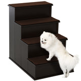 Escalera para perros de 4 niveles de madera MDF — café oscuro
