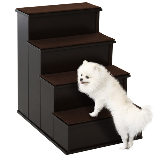 Dog stairs 4 levels wooden MDF — dark coffee
