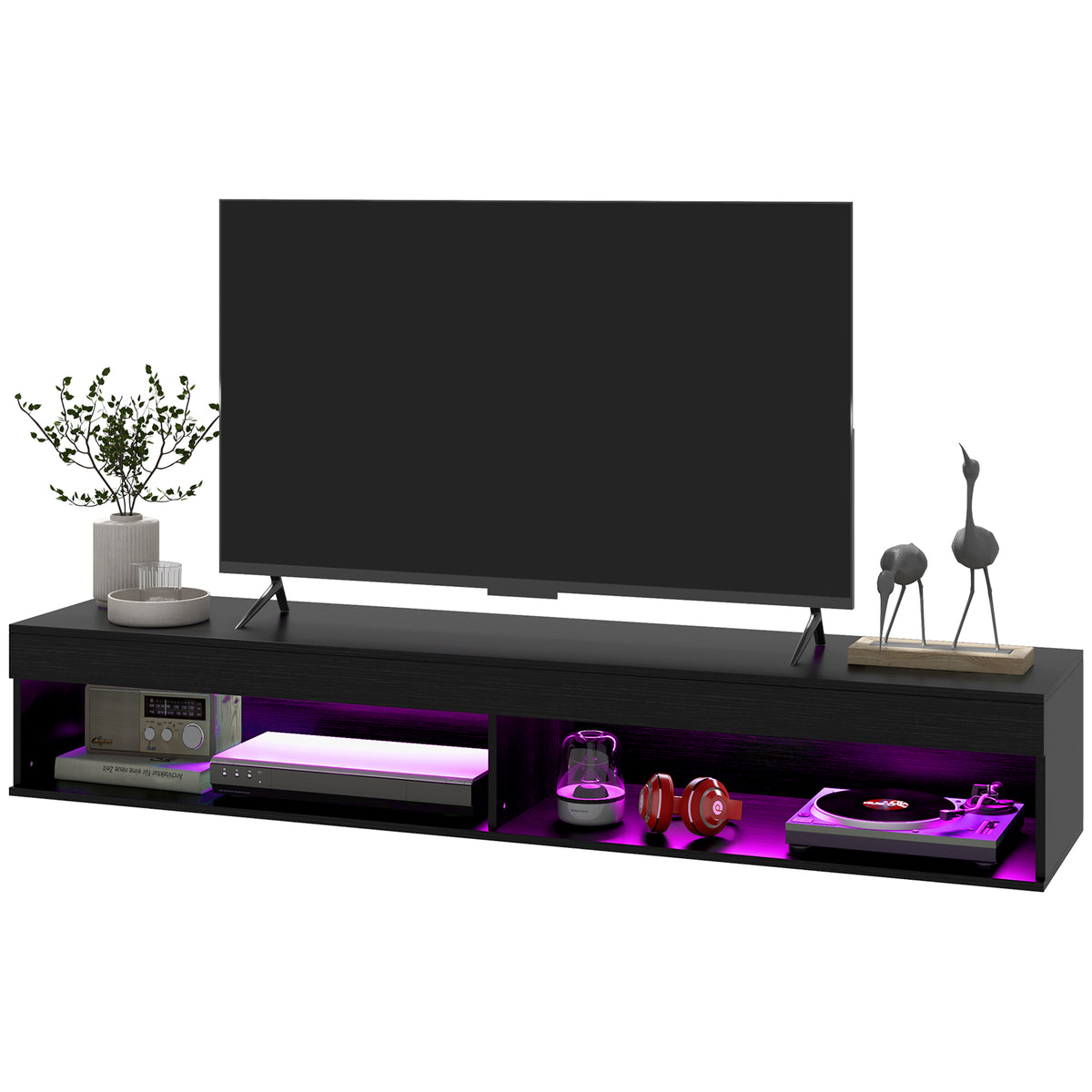 Mueble de TV flotante de pared con luces LED