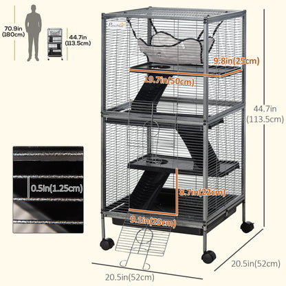 Jaula con ruedas para animales pequeños de 4 niveles