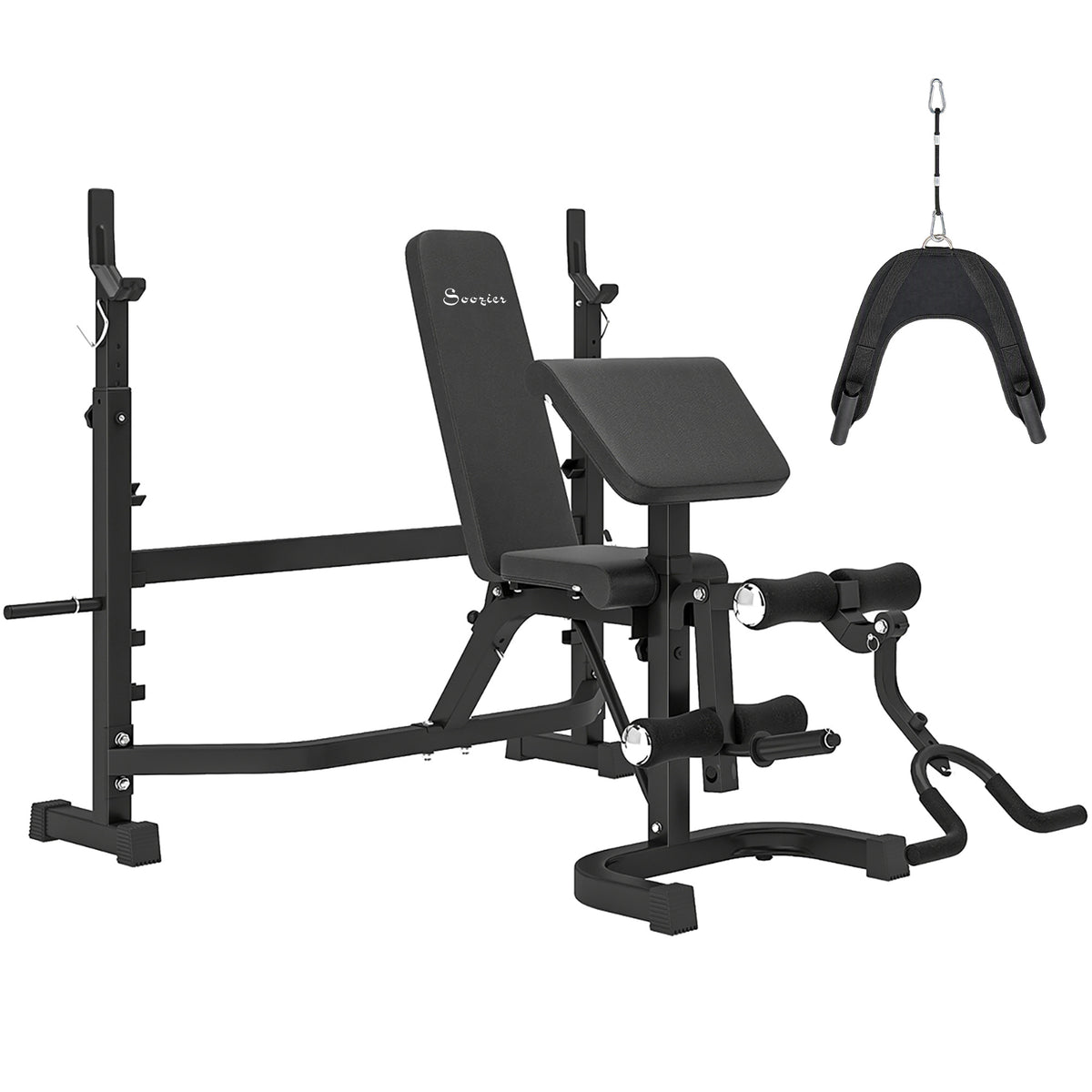 Banco de musculación regulable con soporte para sentadillas