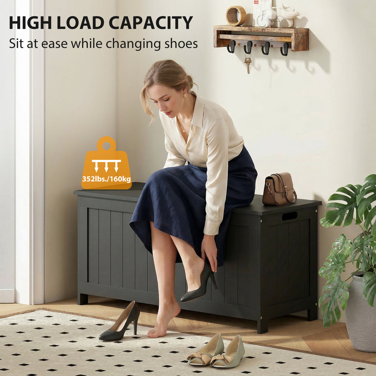 Modern entryway storage bench