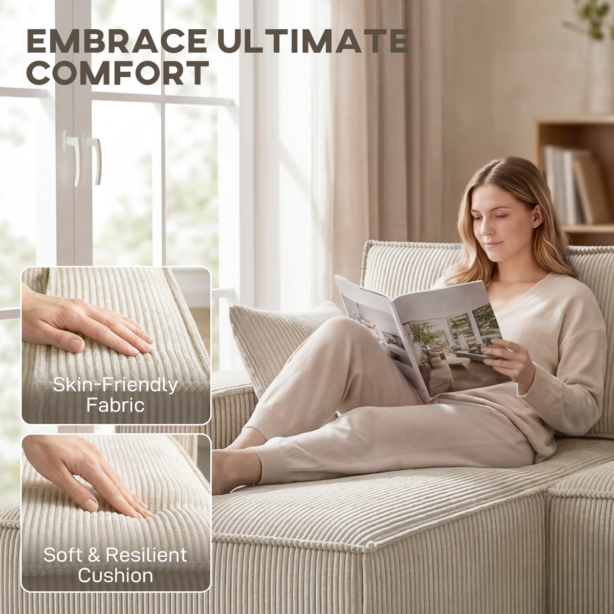 Modular U-shaped Sectional Sofa with Double Chaises
