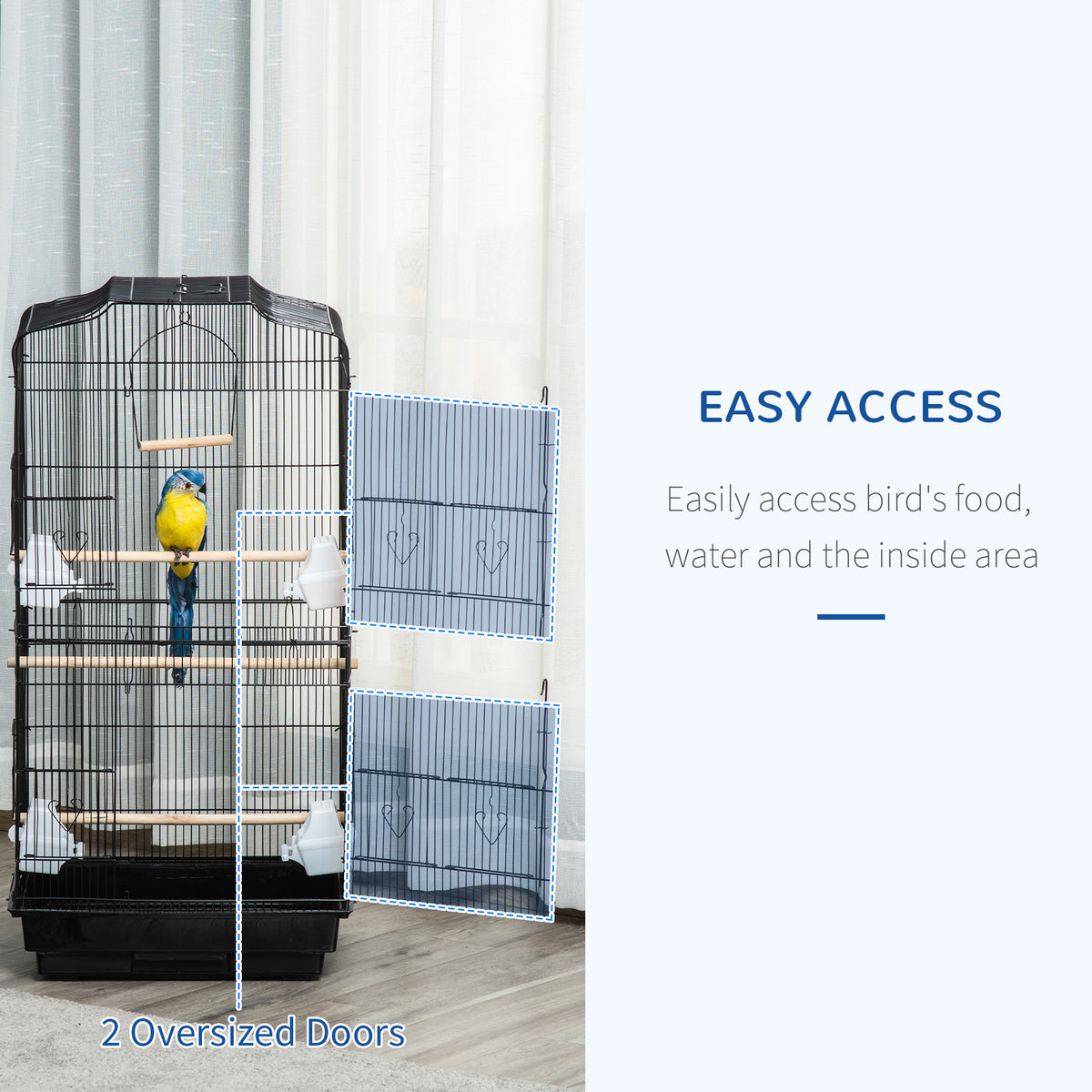 Flight Bird Cage 2 Doors with Perches and Feeders