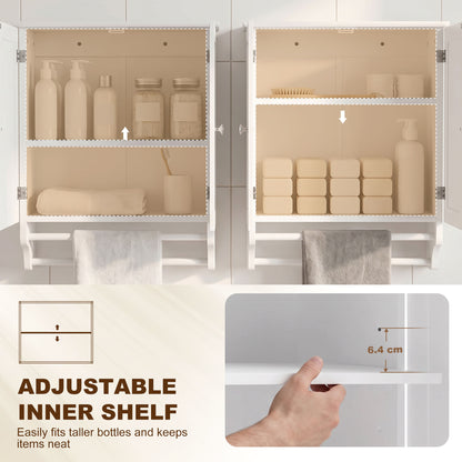 Armario de pared para baño con barras para toallas