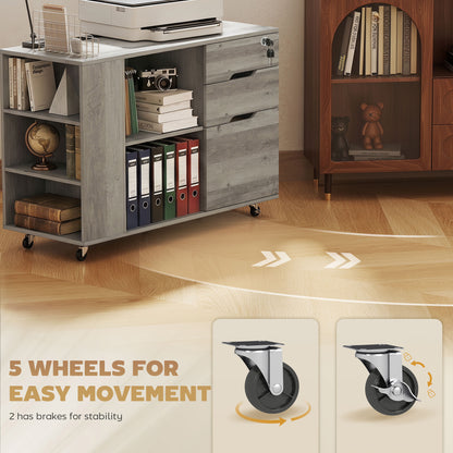 Mobile File Cabinet with Power Outlets and Lock