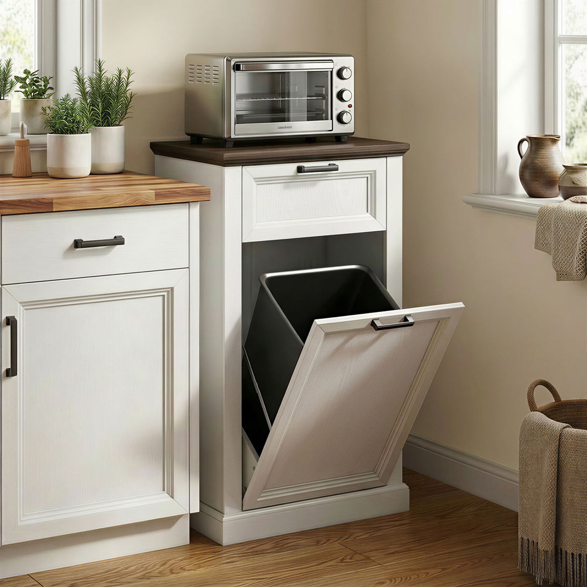Tilt Out Trash Cabinet 10 Gallon — White