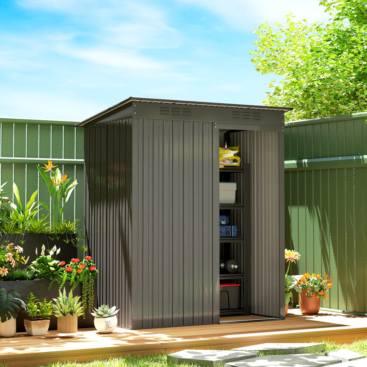 Outdoor Storage Shed 5.2 x 3.5 ft — Dark Grey