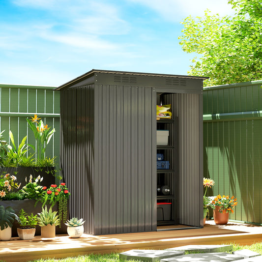 Outdoor Storage Shed 5.2 x 3.5 ft — Dark Grey