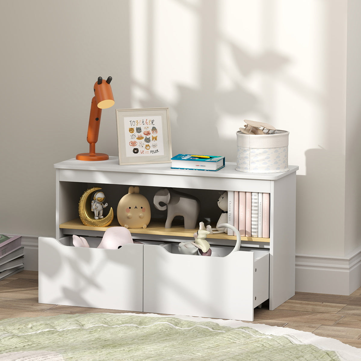 Kids Bookshelf with Storage Drawers