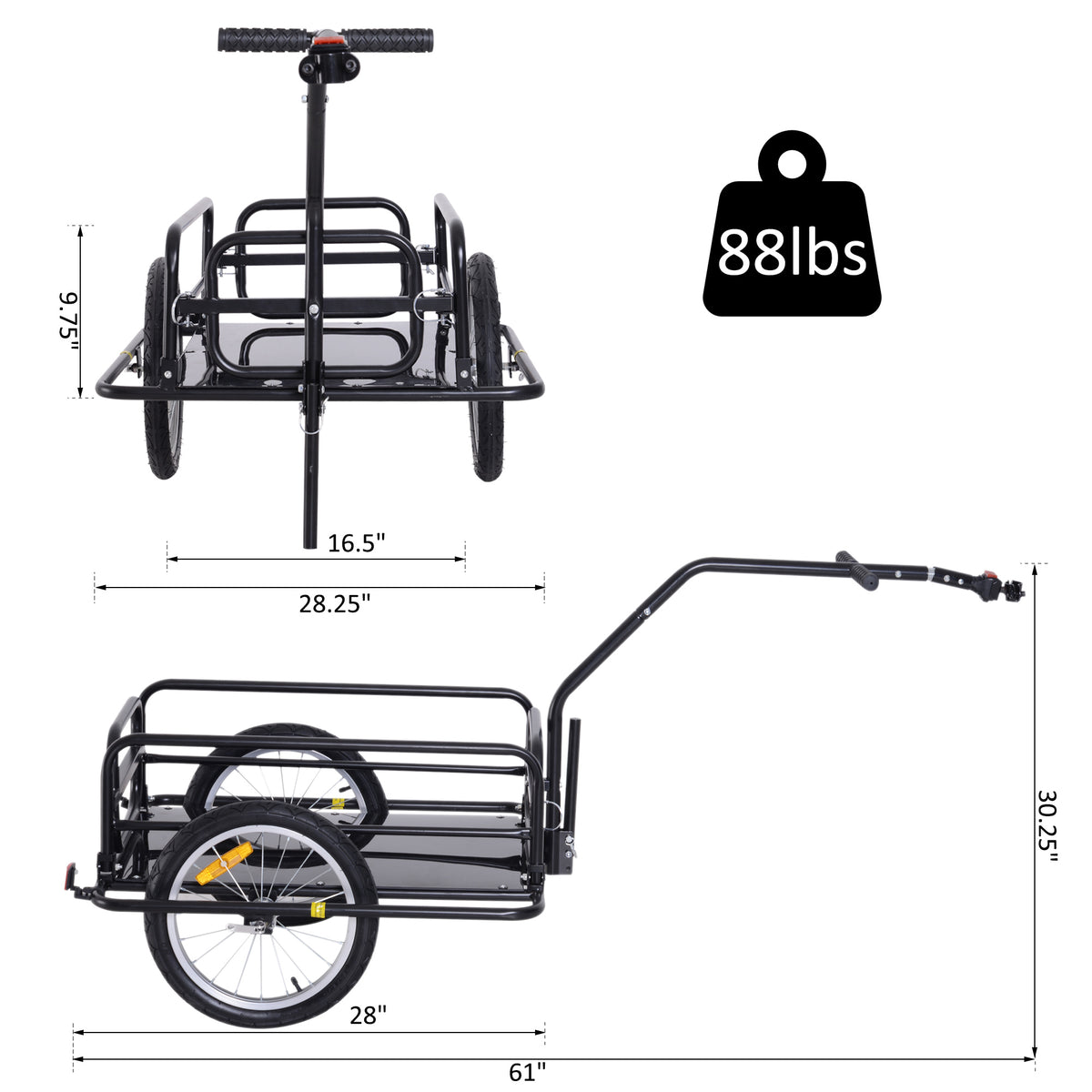 Folding Bike Cargo Trailer with Universal Hitch