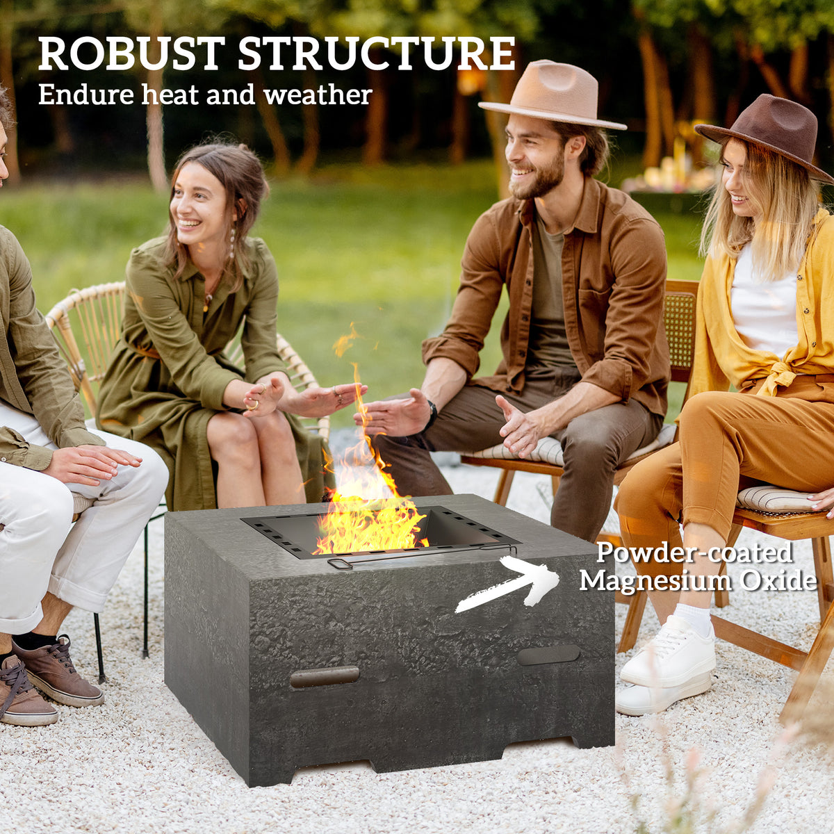 Wood Burning Fire Pit Magnesium Stone Texture