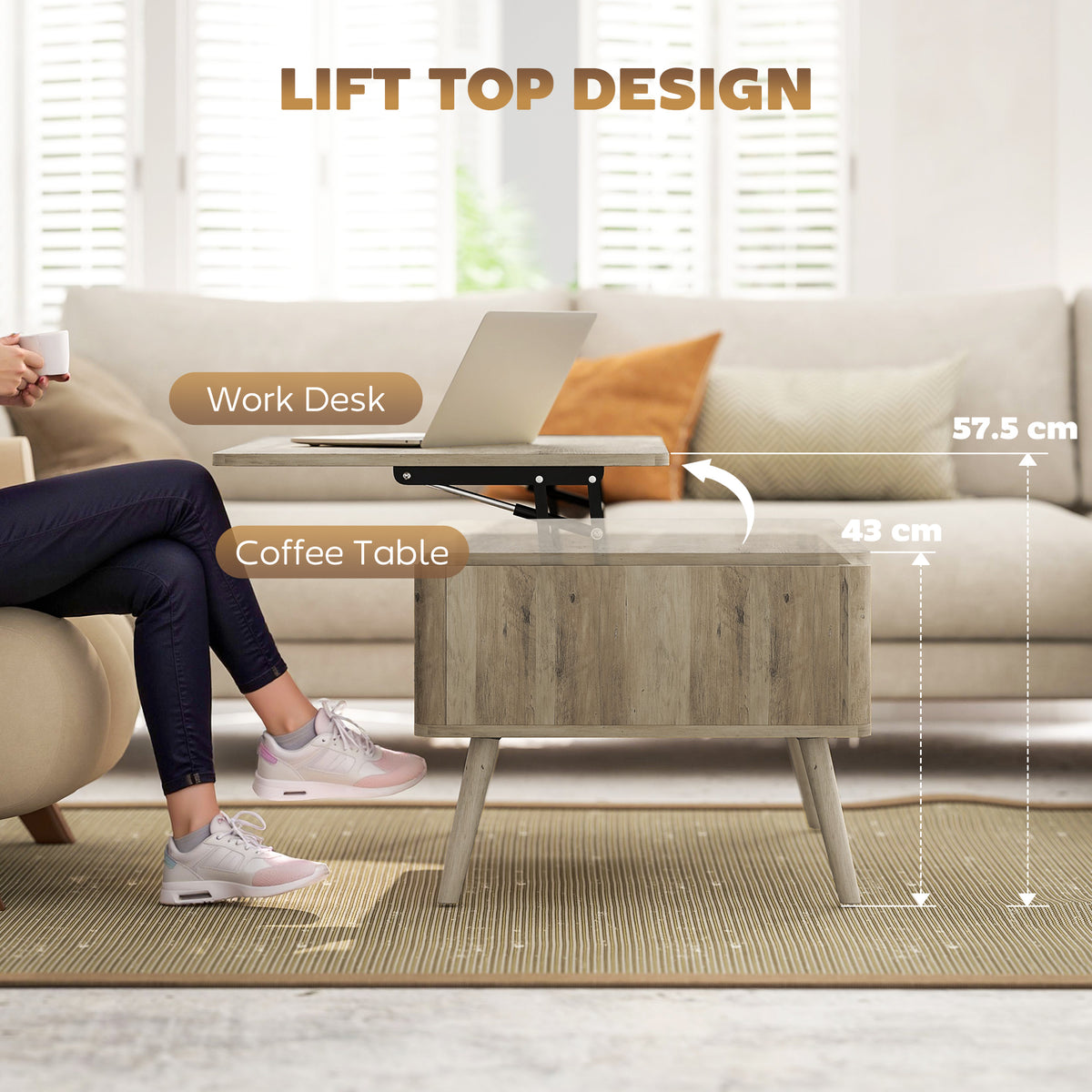 Lift top coffee table with storage