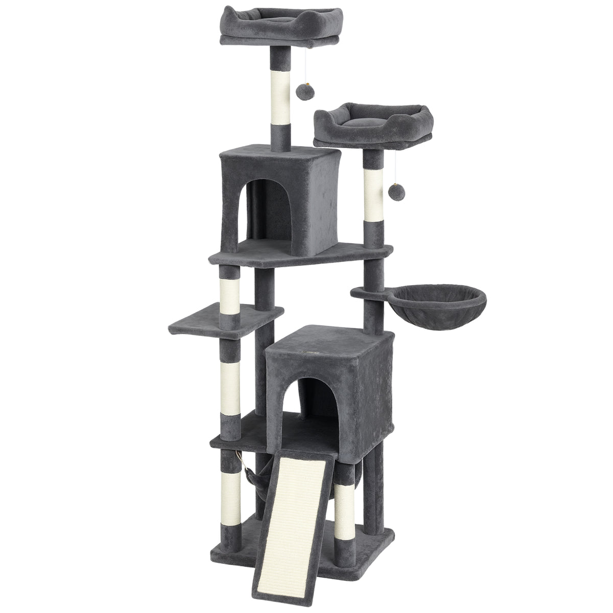 Multi-Level Cat Tree 177 cm with Condos and Hammock