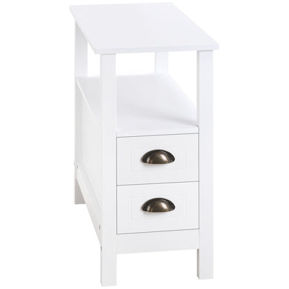 Slim End Table with 2 Drawers and Shelf