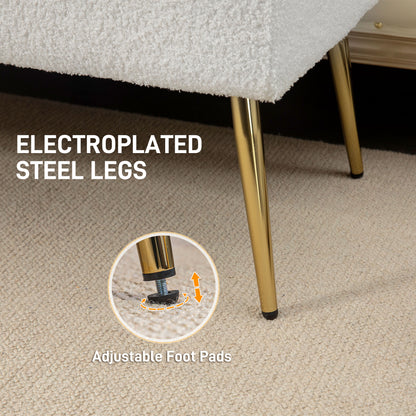 Upholstered bedroom bench with lamb's wool-feel