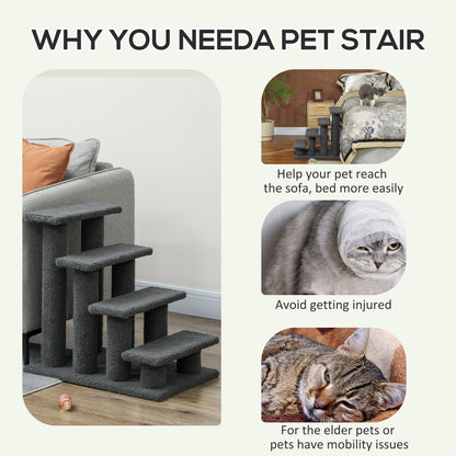 Cat Stairs 4-Step with Scratching Post — Dark Grey