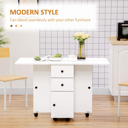 Mesa de comedor plegable y abatible con almacenamiento y ruedas