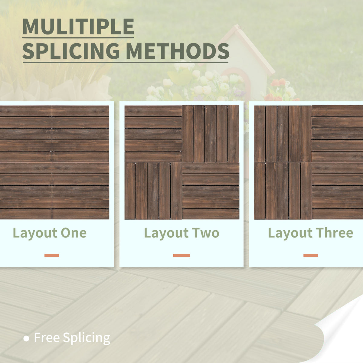 Interlocking Wood Deck Tiles — 27-Piece Set