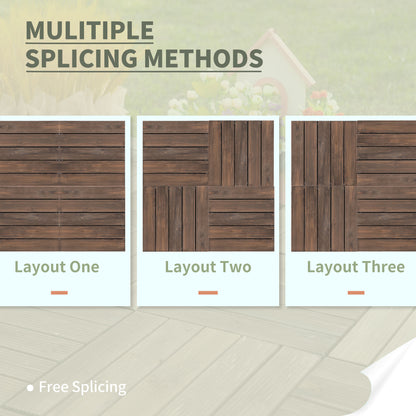 Interlocking Wood Deck Tiles — 27-Piece Set