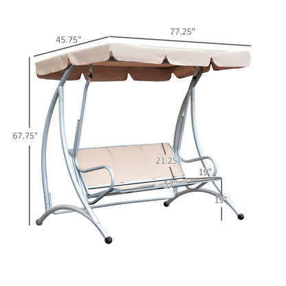 3-Person Patio Swing with Adjustable Canopy