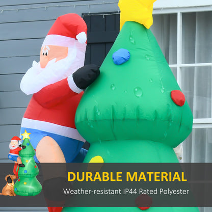 Inflatable Christmas Tree with LED Lights, Santa and Dog