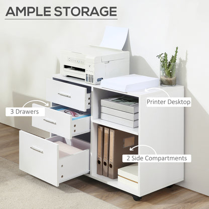 Mobile filing cabinet 3 drawers with open shelves
