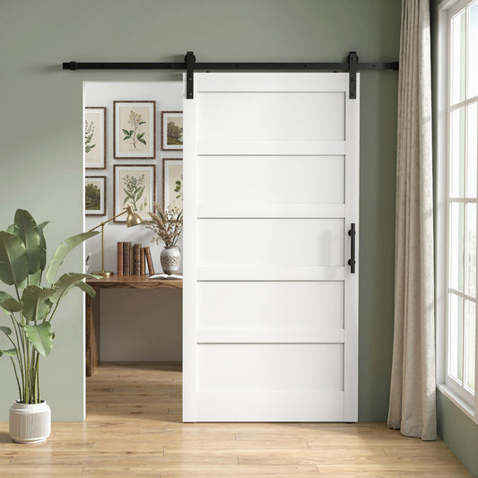 Puerta de granero corredera estilo Shaker con herrajes