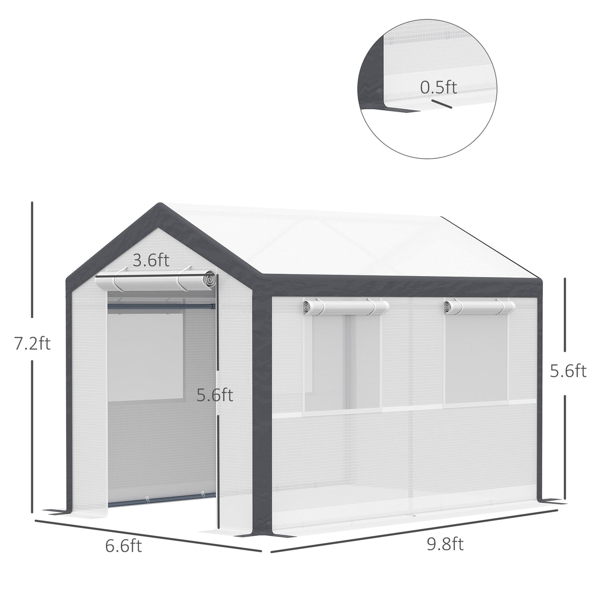 2x3m Heavy Duty Walk-in Greenhouse with Steel Frame