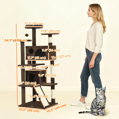 Árbol para gatos de varios niveles de madera de 138 cm