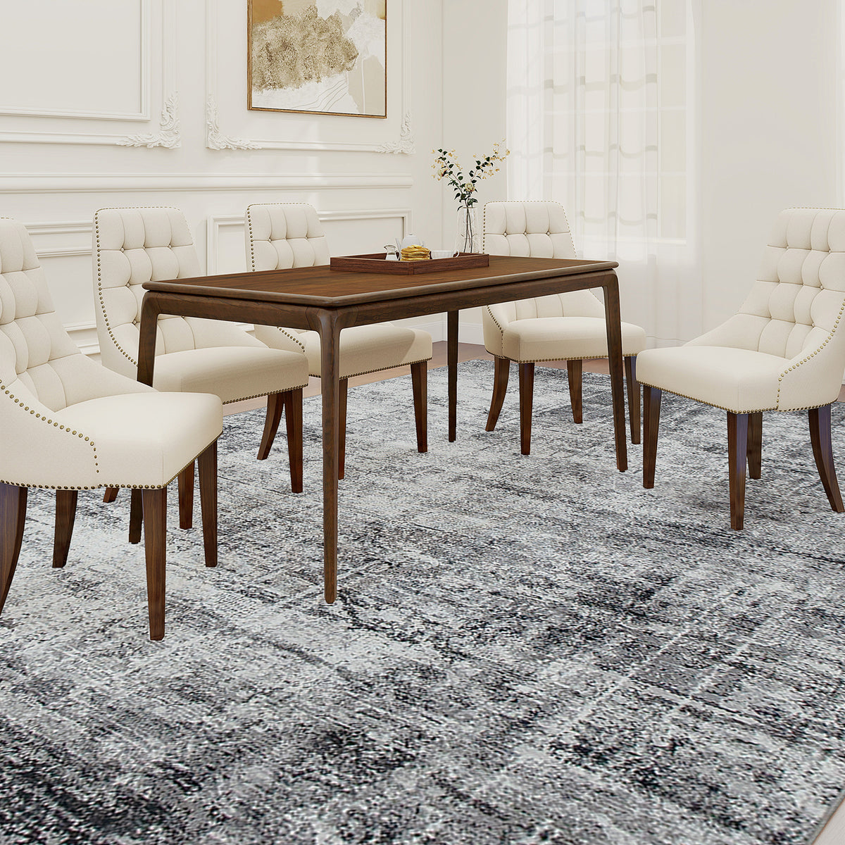 Modern Abstract Washable Living Room Area Rug