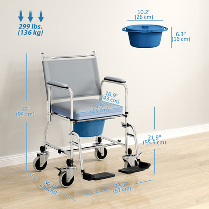 Rolling shower chair 4-in-1 — grey