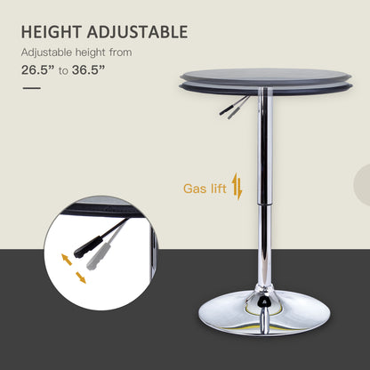 Round Bar Table Adjustable Height Faux Leather Top