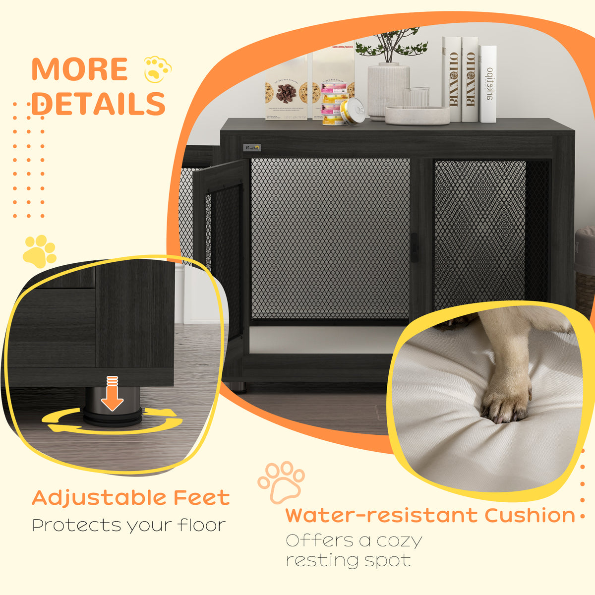 Dog Crate End Table Water-Resistant Cushion