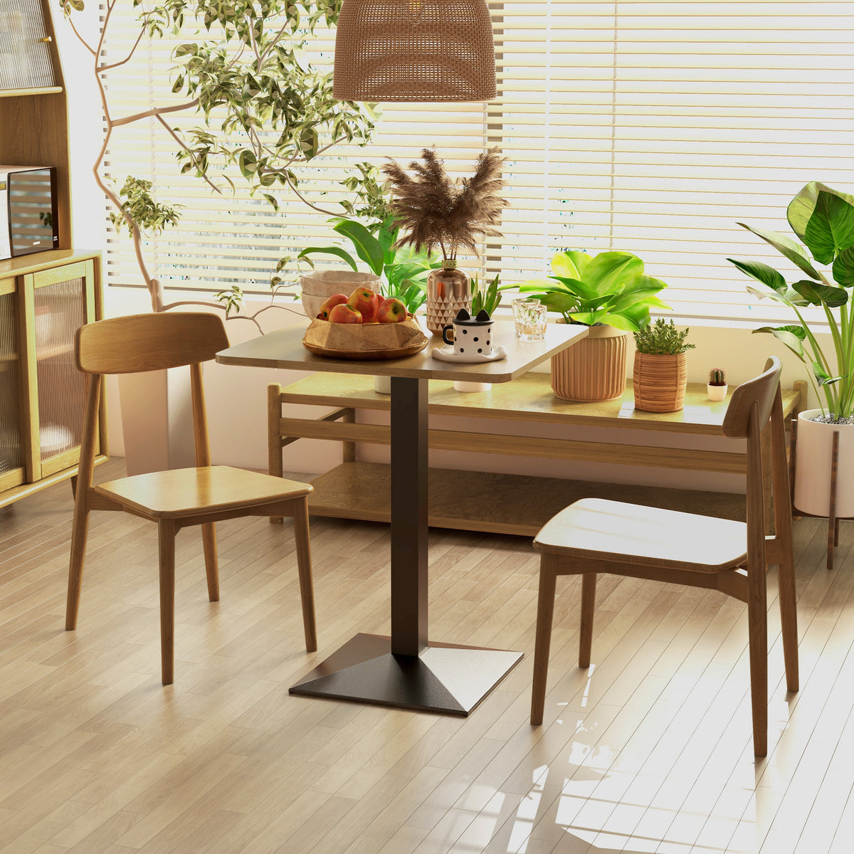 28" Square Dining Table Modern Steel Base