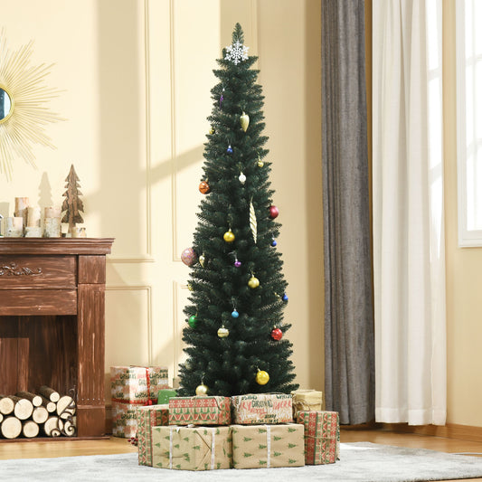Pino de Navidad artificial delgado de 6 pies con base plegable