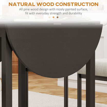 Mesa de comedor abatible de pino macizo para espacios pequeños