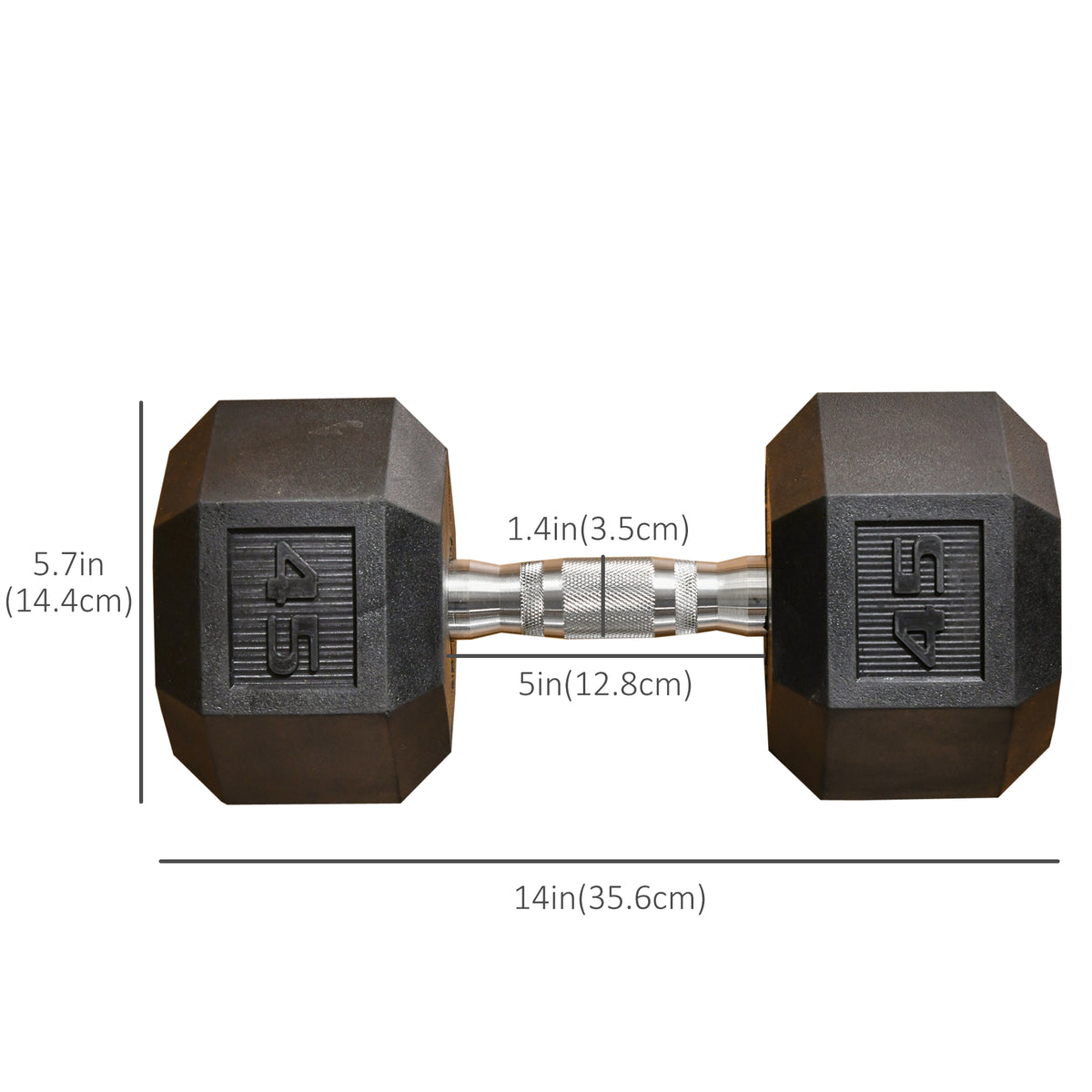 Mancuerna hexagonal de caucho de 45 lb