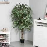 Realistic Potted Artificial Ficus Tree — Green