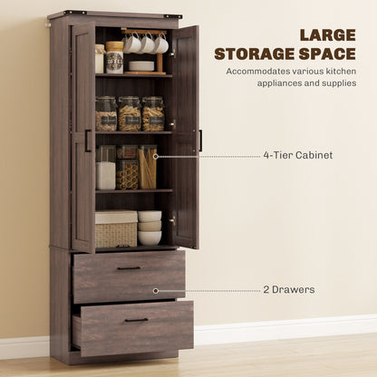 Tall Kitchen Pantry Cabinet 4-Tier with Drawers