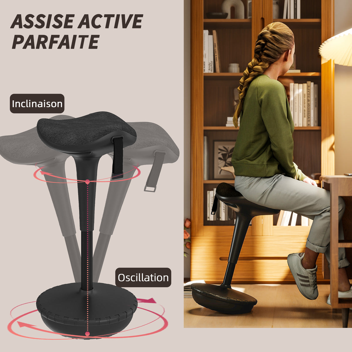 Ergonomic adjustable standing desk stool