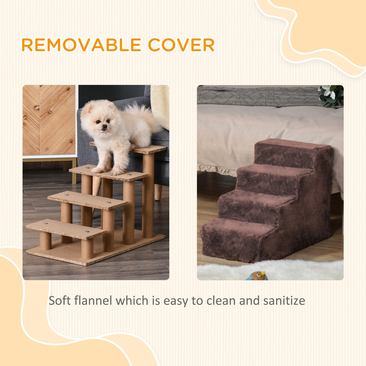 Escalera de 4 peldaños para perros con funda extraíble