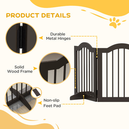 Freestanding Pet Gate 24 Inch Folding — Coffee