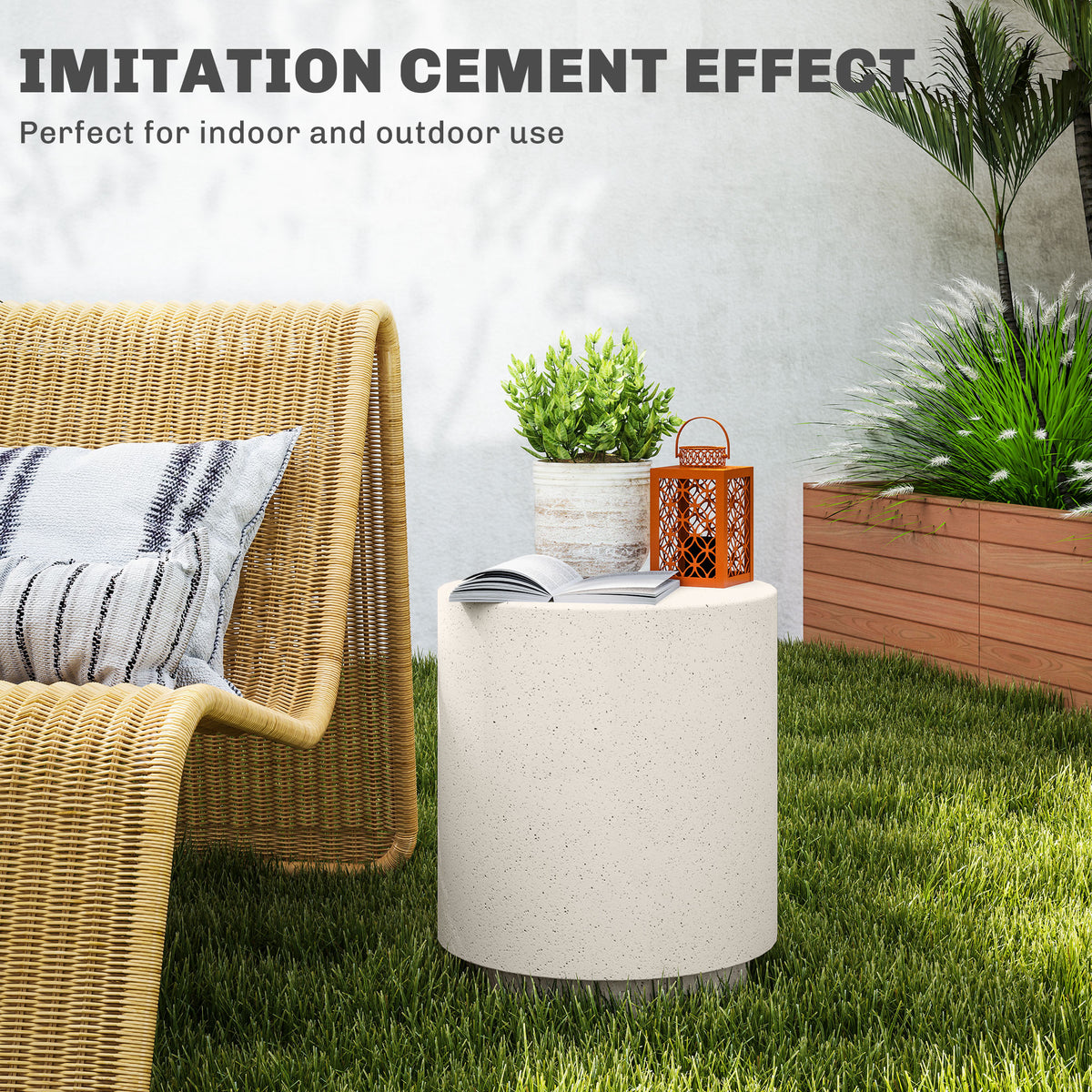 Round terrazzo finish side table
