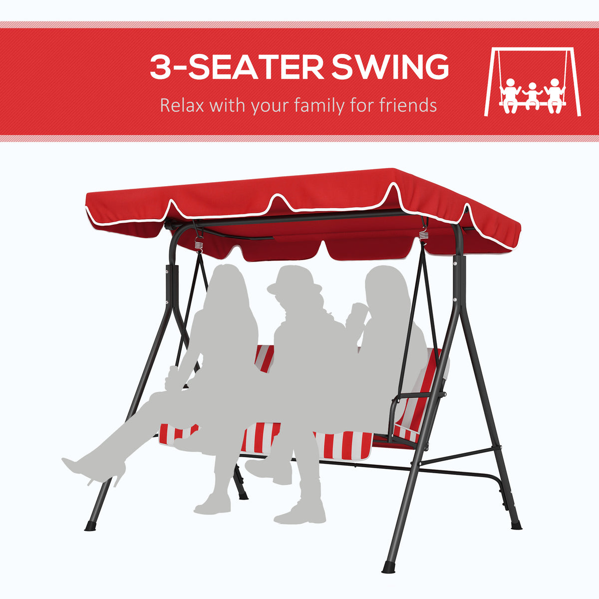 Patio Swing 3 Seater with Adjustable Canopy