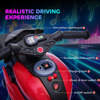 Electric Motorcycle Ride-On Toy 6V Pedal Powered Music Headlights